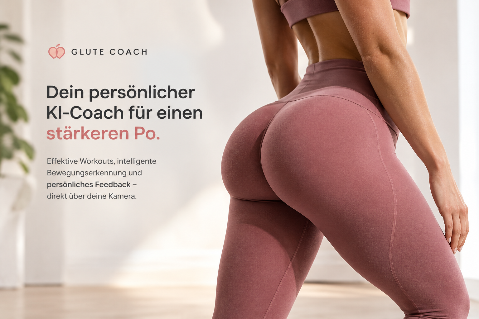 Frau trainiert den Po in rosafarbener Leggings